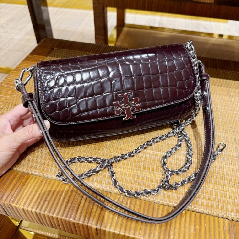 New‼️Tory Burch Britten Shiny Embossed Convertible Crossbody 182419 $645